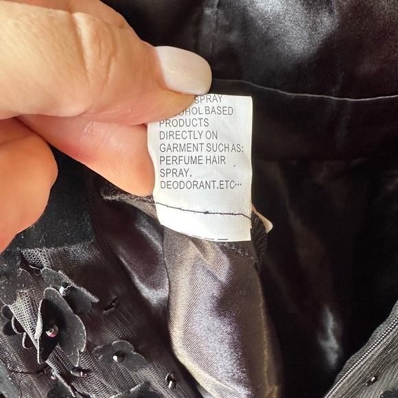 NWOT MAC Duggal EMBELLISHED ILLUSION HIGH NECK LONG SLEEVE FIT & FLARE DRESS - Picture 7 of 8